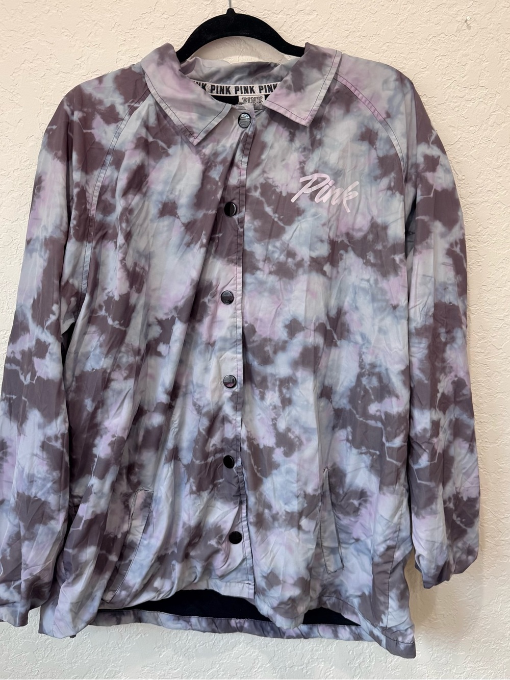 PINK Victoria's Secret Lavender & Gray Tie-Dye Bomber Jacket
